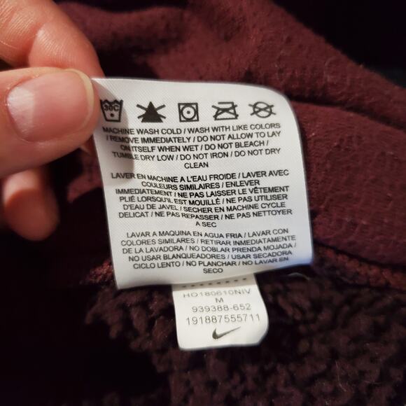 Nike Bomber Wolf Sherpa Teddy Bear Full Zip Bomber Jacket Womens Size M Purple - Picture 12 of 13